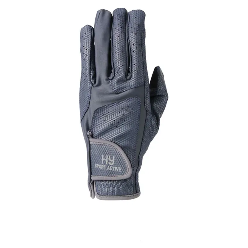Hy Sport Active Young Rider Riding Gloves - Navy/Pencil Point Grey