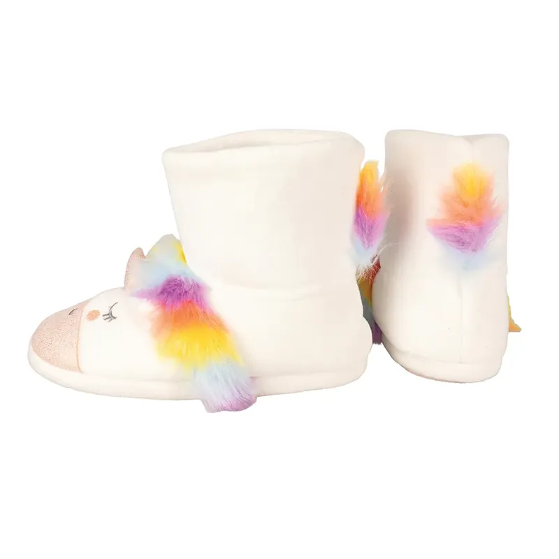 Unicorn Boot Slippers by Little Rider - White/Rainbow-1