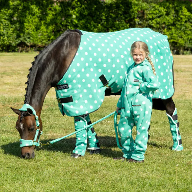 Supreme Products Child's Dotty Fleece Onesie - Gorgeous Green-1