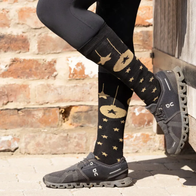 Supreme Products Christmas Socks Adult 4 - 8 - Black/Gold