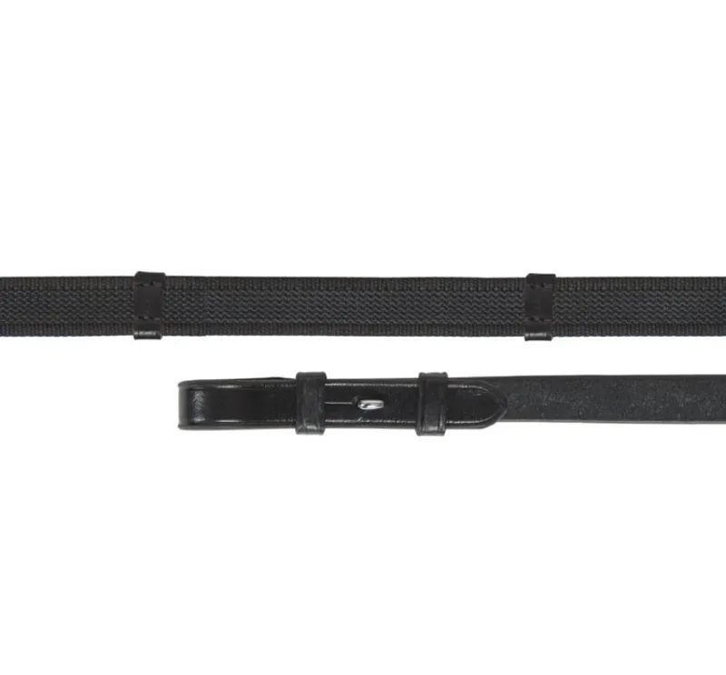 Shires Velociti GARA Continental Rubber Grip Reins - Black/Black