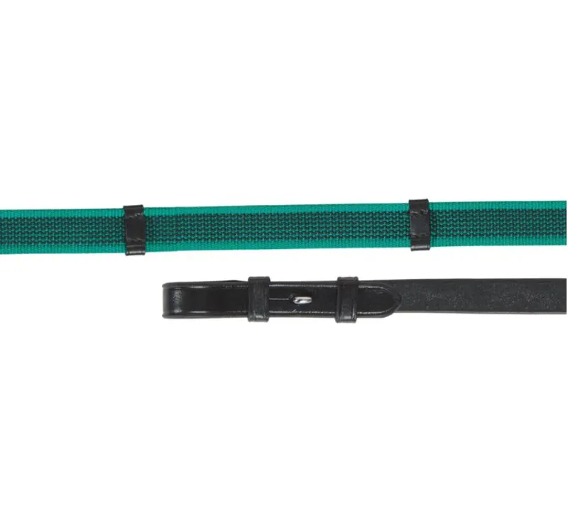 Shires Velociti GARA Continental Rubber Grip Reins - Black/Green