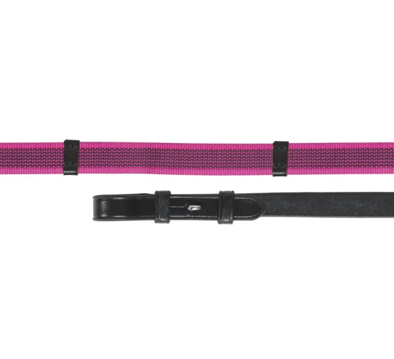 Shires Velociti GARA Continental Rubber Grip Reins - Black/Pink