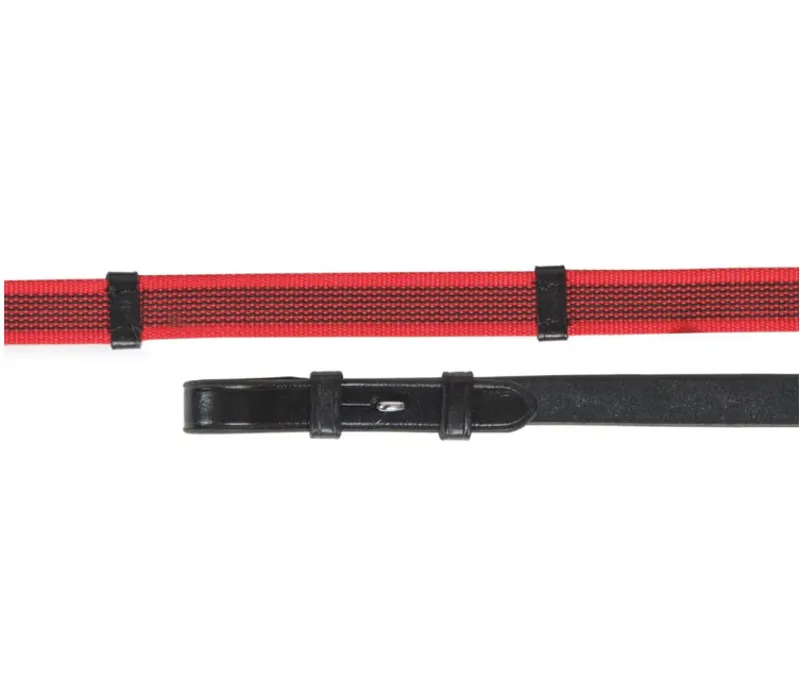 Shires Velociti GARA Continental Rubber Grip Reins - Black/Red