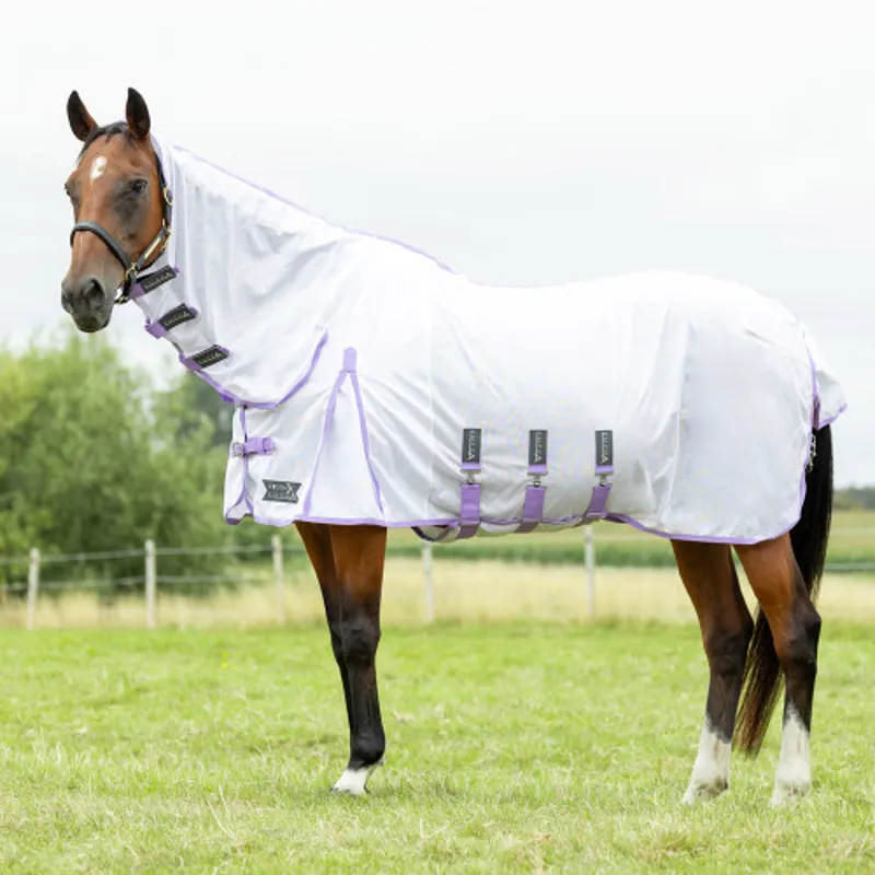 Hy Equestrian Stormx Empra Gladiator UV Combi Fly Rug - White/Lilac