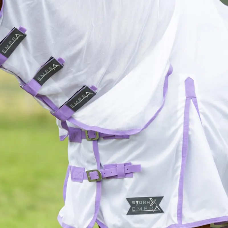 Hy Equestrian Stormx Empra Gladiator UV Combi Fly Rug - White/Lilac-2