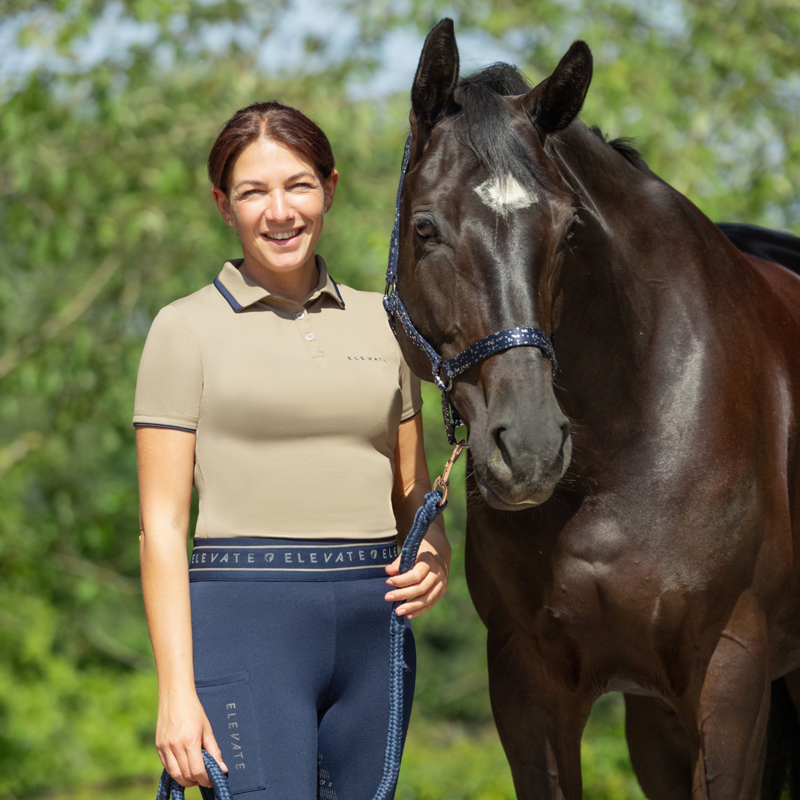 Hy Equestrian Elevate Style Polo - Fossil/Navy-3