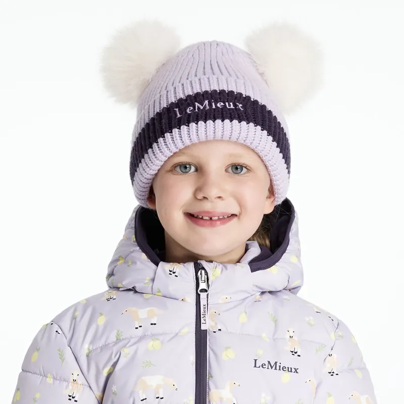 LeMieux Mini Double Pom Beanie - Lilac-2