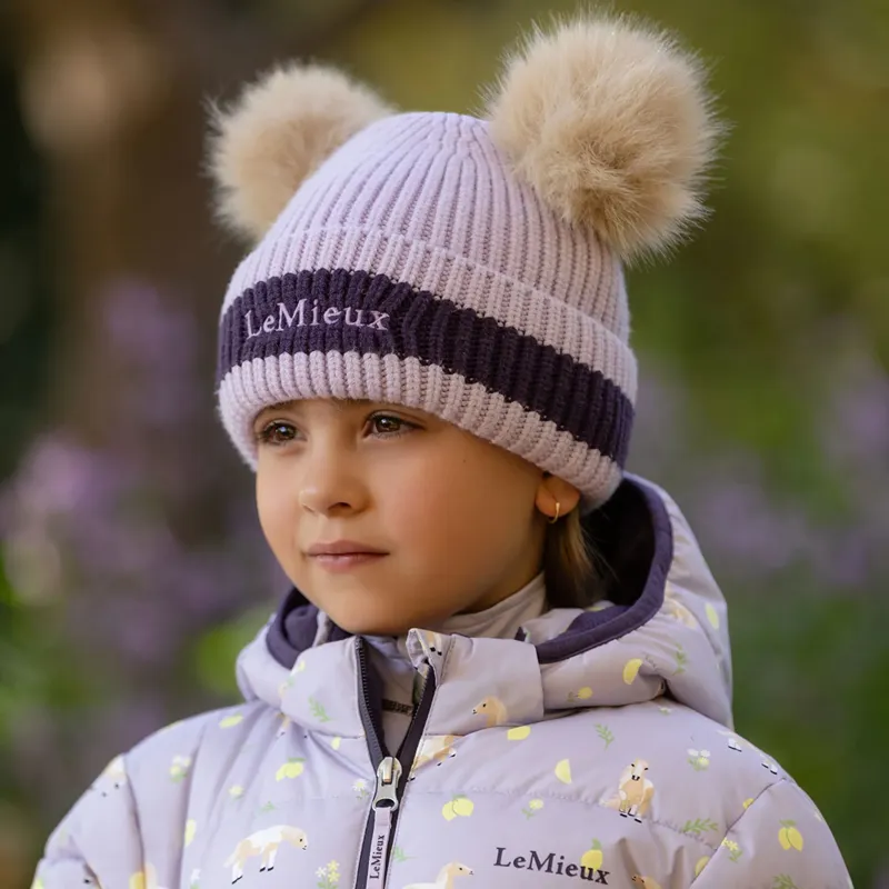 LeMieux Mini Double Pom Beanie - Lilac-3