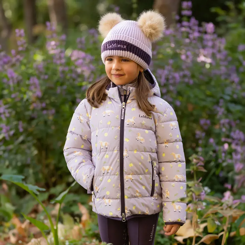 LeMieux Mini Double Pom Beanie - Lilac-4