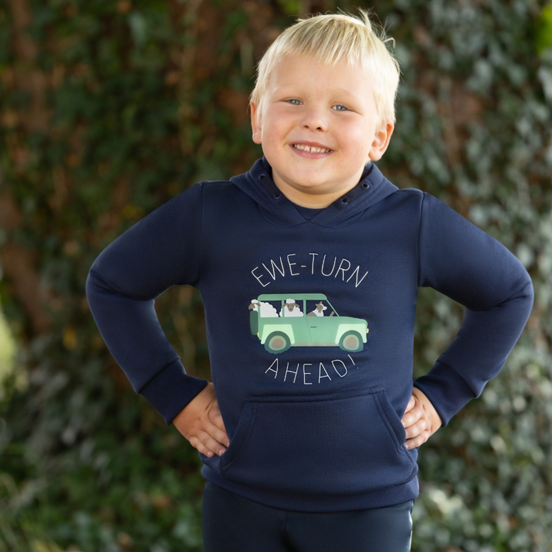 Ewe-Turn Ahead Collection Hoodie By Little Knight - Navy-3
