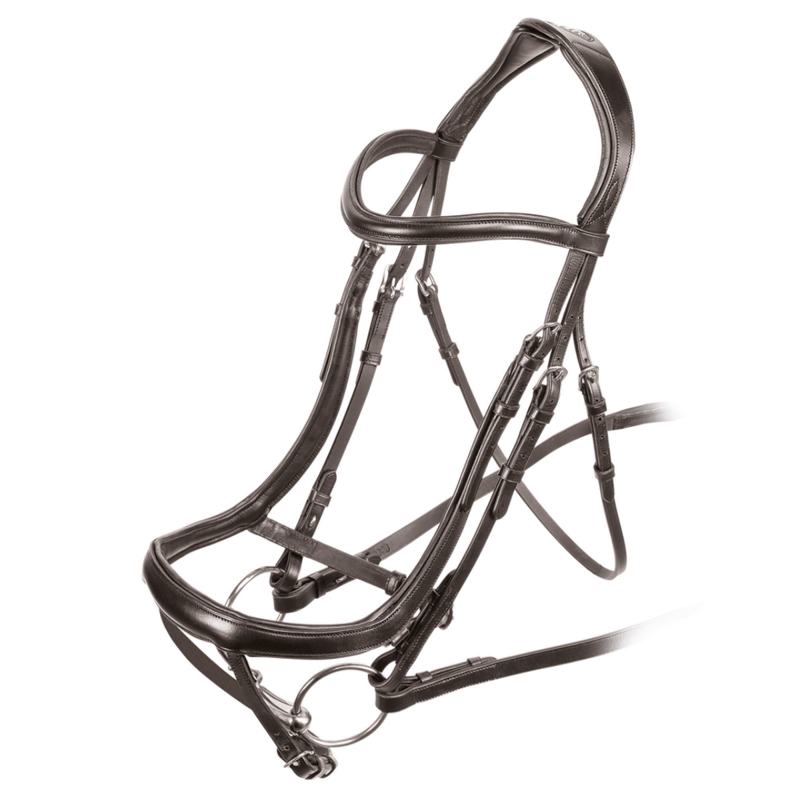 Shires Velociti RAPIDA Ergonomic Curved Flash Bridle - Havana-1