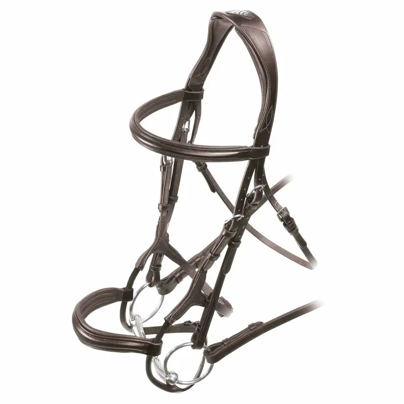 Shires Velociti RAPIDA Rolled Padded Cavesson Bridle - Havana-1