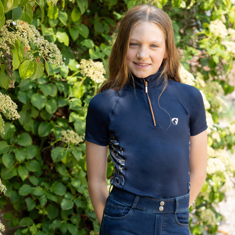 Hy Equestrian Elevate Heritage Mizs Short Sleeve Base Layer - Navy-4