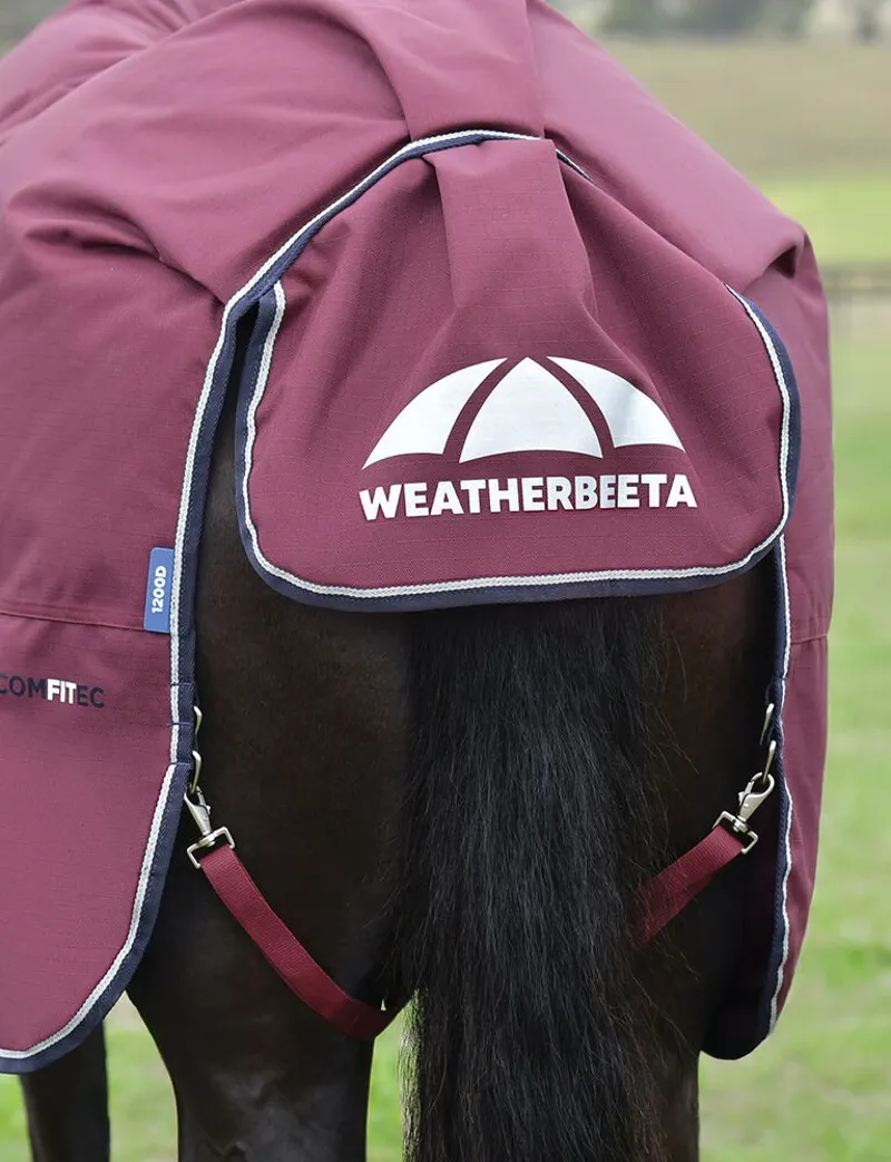 WeatherBeeta ComFiTec 50g Essential Turnout Rug  - Burgundy/Navy-4