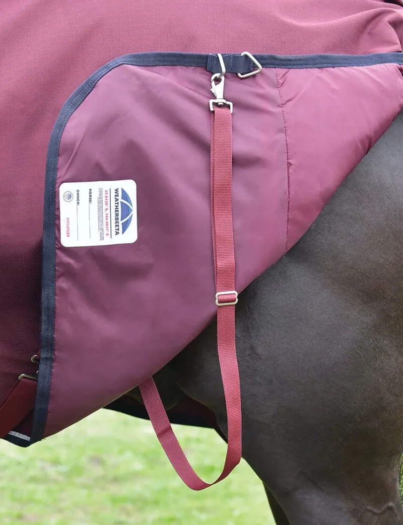 WeatherBeeta ComFiTec 50g Essential Turnout Rug  - Burgundy/Navy-3