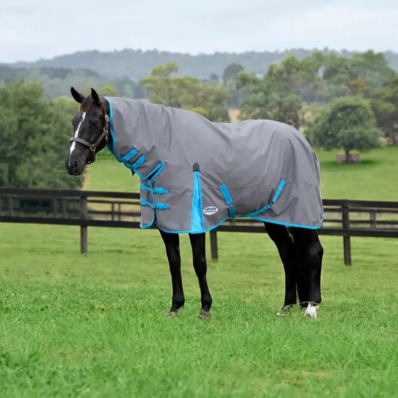 WeatherBeeta ComFiTec Classic Combo Neck 50g Turnout Rug - Grey/Bright Blue