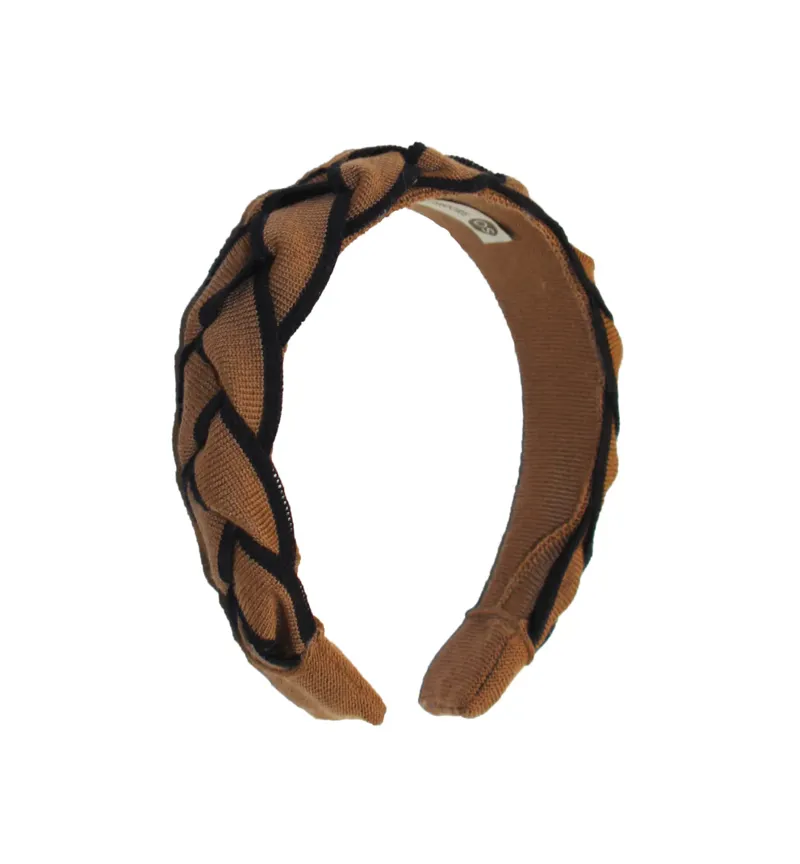 Waring Brooke Signature Plait Hairband - Tan/Navy-1