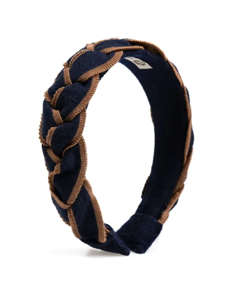 Waring Brooke Signature Plait Hairband - Navy/Tan