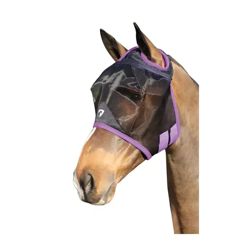Hy Equestrian Mesh Half Mask Without Ears - Black/Lilac