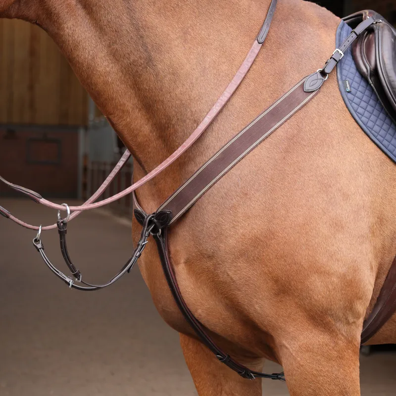 Shires Lusso Three Point Elastic Breastplate - Havana