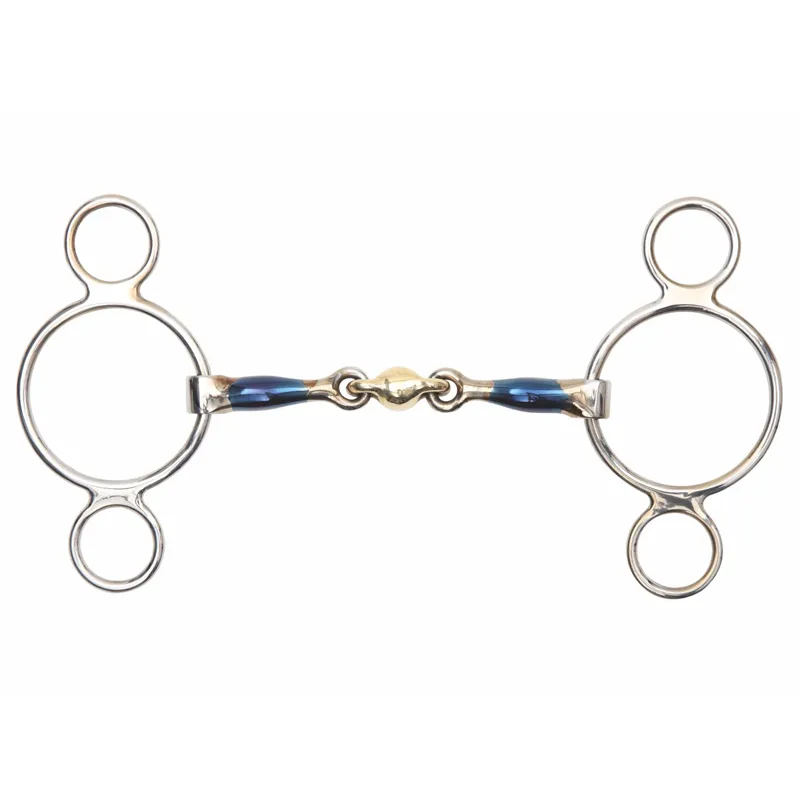 Shires Blue Sweet Iron Two Ring Gag with Lozenge Bit