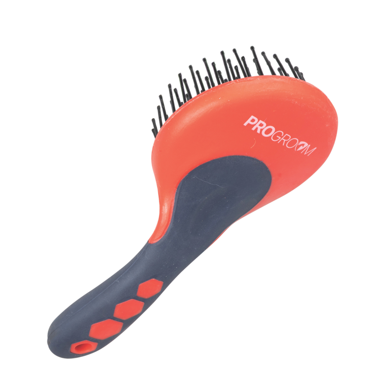 Hy Equestrian ProGroom Hex Mane and Tail Brush - Navy/Red 