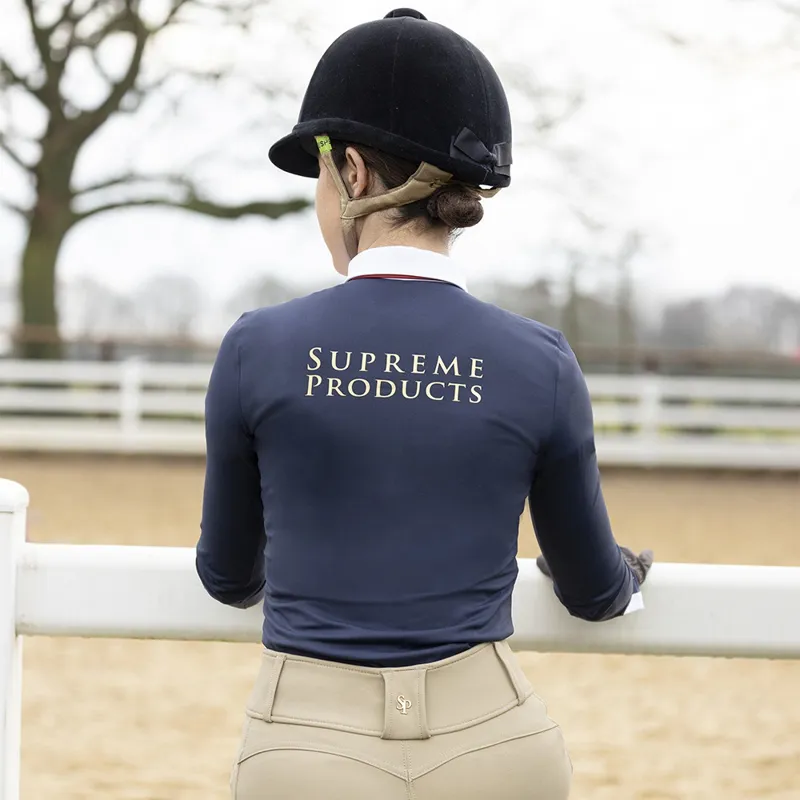 Supreme Products Champion Show Rider Jr Long Sleeve Shirt - Navy/White-2