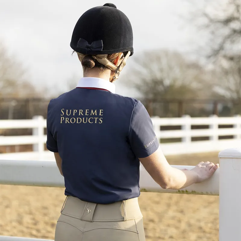 Supreme Products Champion Show Rider Jr Short Sleeve Shirt - Navy/White-1