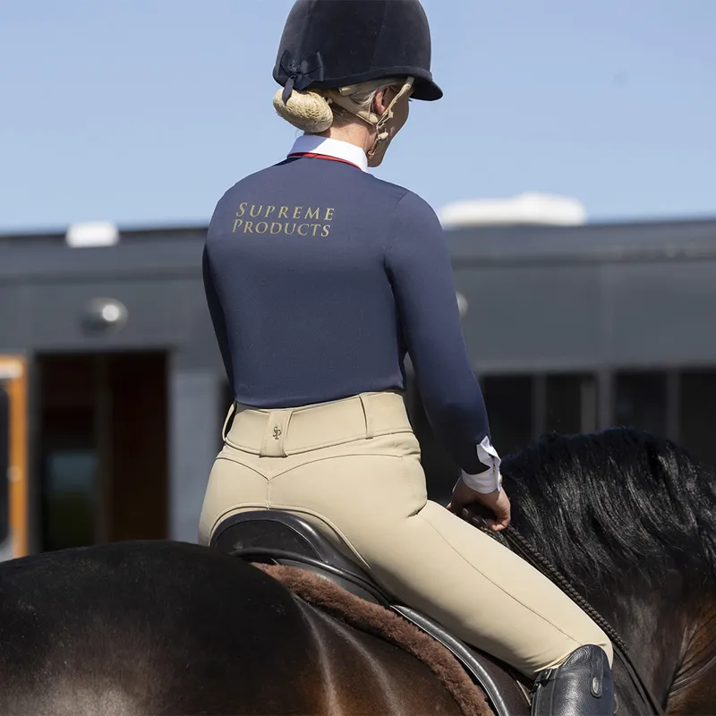 Supreme Products Champion Show Rider Jr Long Sleeve Shirt - Navy/White-3
