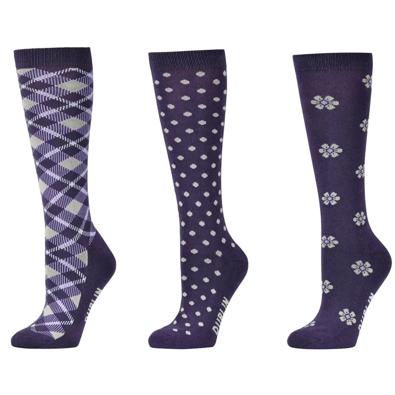 Dublin 3 Pack Socks - Plum Perfect