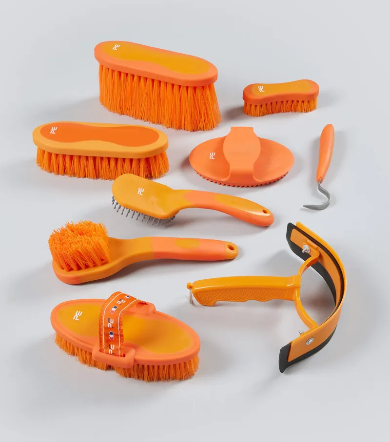 Premier Equine Soft-Touch Grooming 9 Pieces Kit Set - Orange/Amber