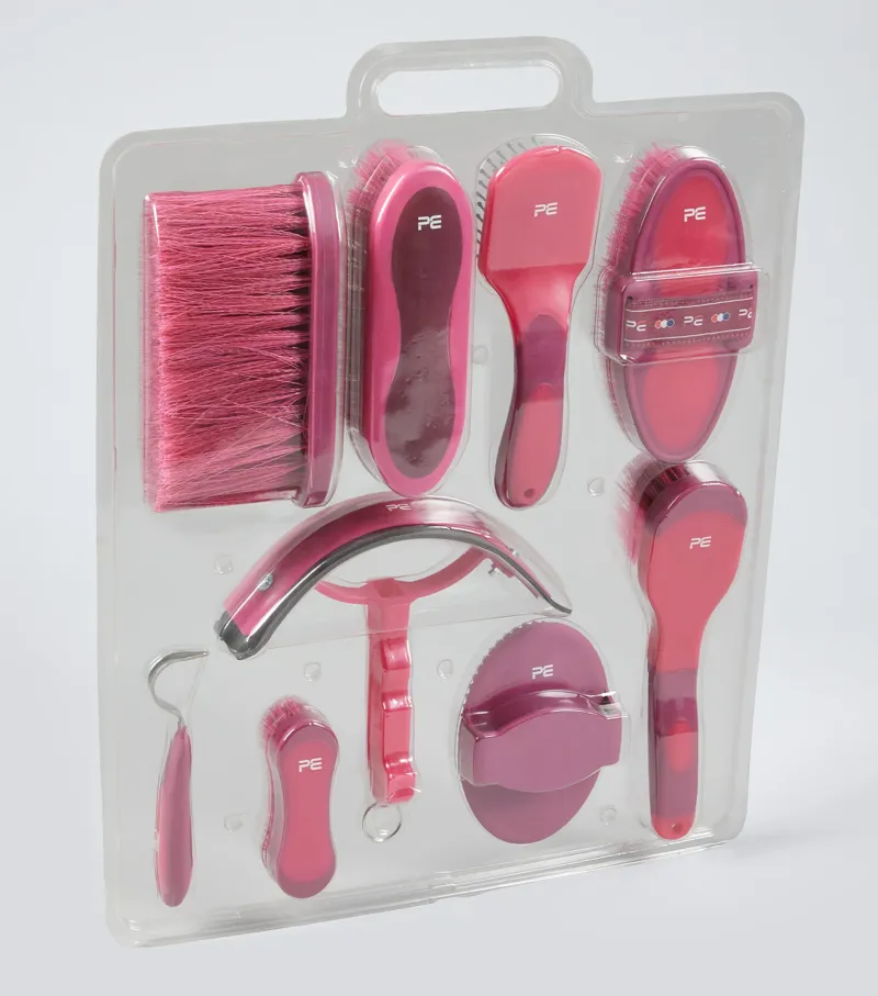 Premier Equine Soft-Touch Grooming 9 Pieces Kit Set - Wine/Fuchsia-1