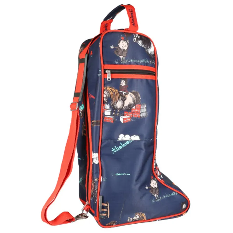 Hy Equestrian Thelwell Collection Practice Makes Perfect Boot Bag - Navy/Red