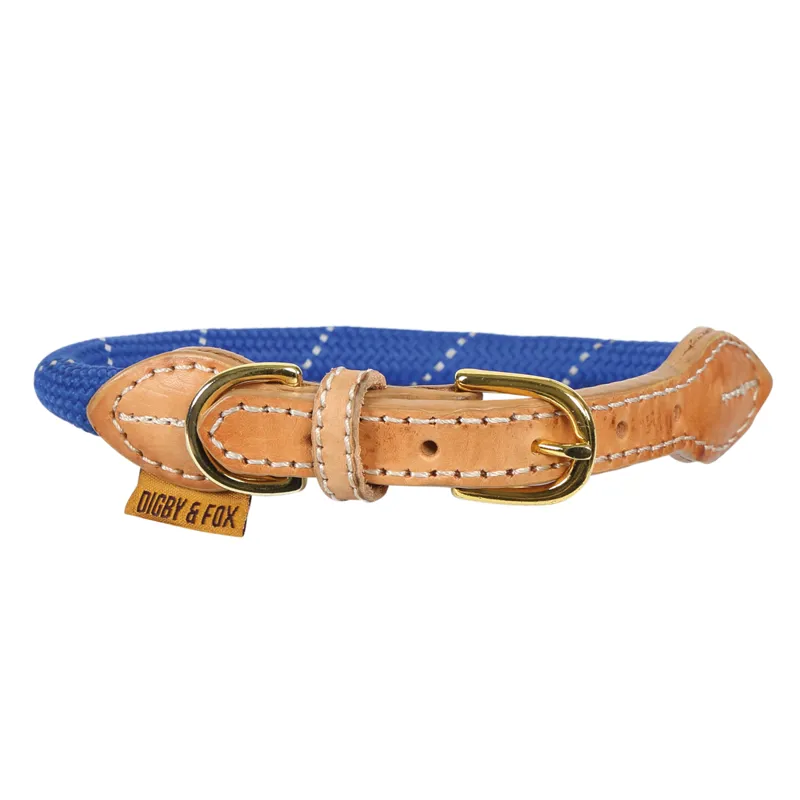 Shires Digby and Fox Reflective Dog Collar - Navy
