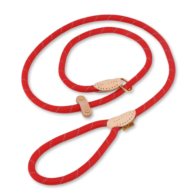 Shires Digby and Fox Reflective Slip Dog Lead - Scarlet