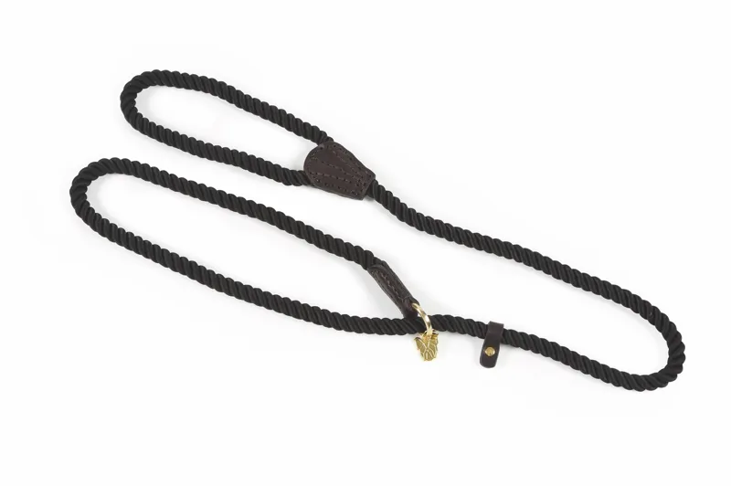Shires Digby and Fox Rope Slip Dog Lead - Black