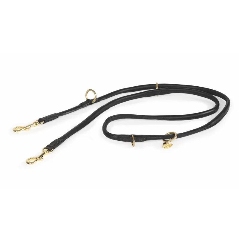 Shires Digby and Fox Rolled Leather Training Lead - Black