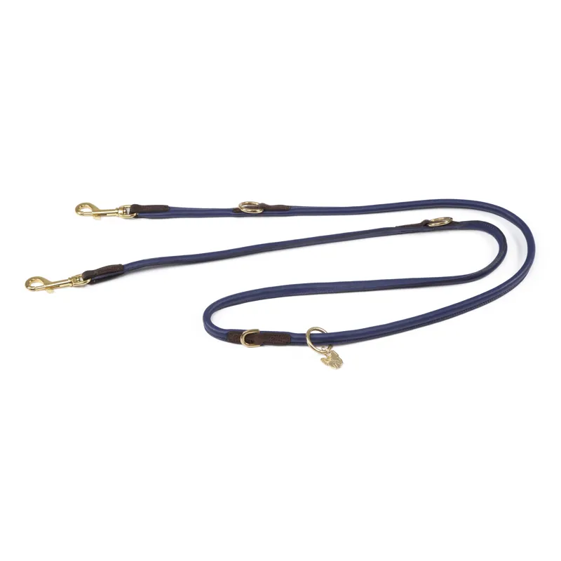 Shires Digby and Fox Rolled Leather Training Lead - Navy