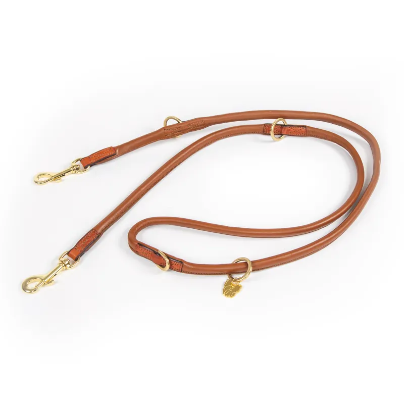 Shires Digby and Fox Rolled Leather Training Lead - Tan