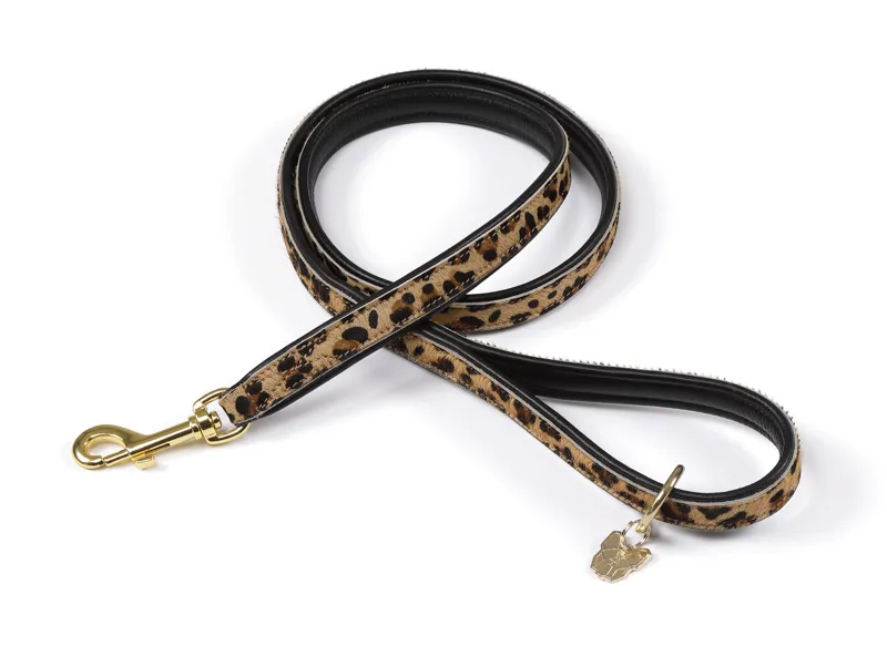 Shires Digby and Fox Cow Hair Dog Lead - Leopard Print
