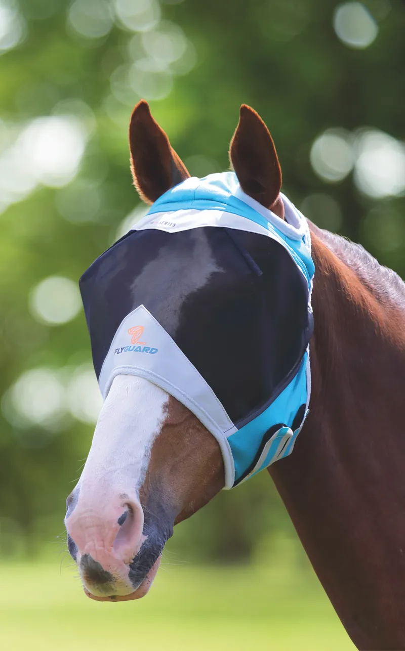 Shires FlyGuard Pro Fine Mesh Fly Mask with Ear Holes - Teal