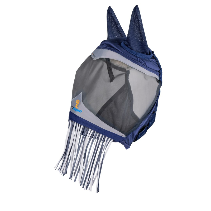 Shires FlyGuard Pro Fine Mesh Fly Mask With Ears and Nose Fringe - Navy