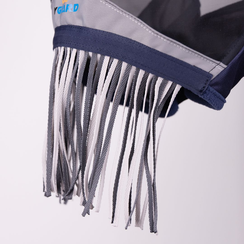 Shires FlyGuard Pro Fine Mesh Fly Mask With Ears and Nose Fringe - Navy-1