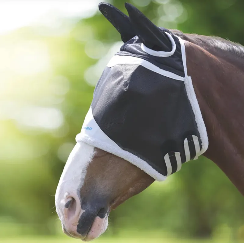 Shires FlyGuard Pro Field Durable Fly Mask with Ears - Black