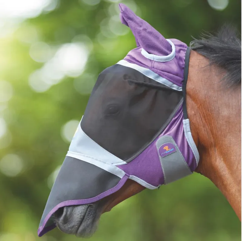 Shires FlyGuard Pro Deluxe Fly Mask with Ears and Nose - Purple