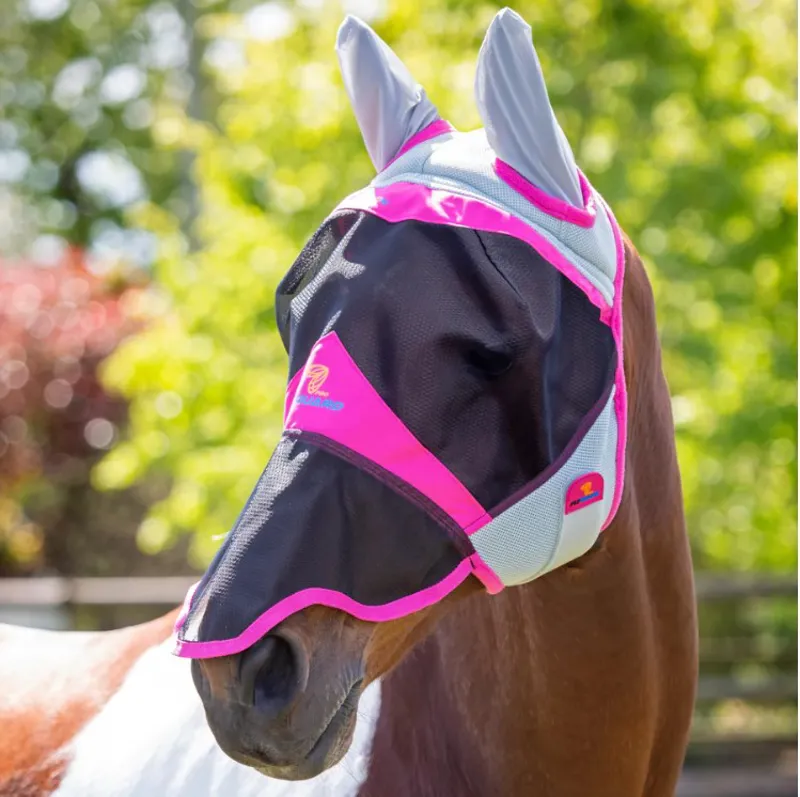 Shires FlyGuard Pro Air Motion Fly Mask with Ears and Nose - Pink