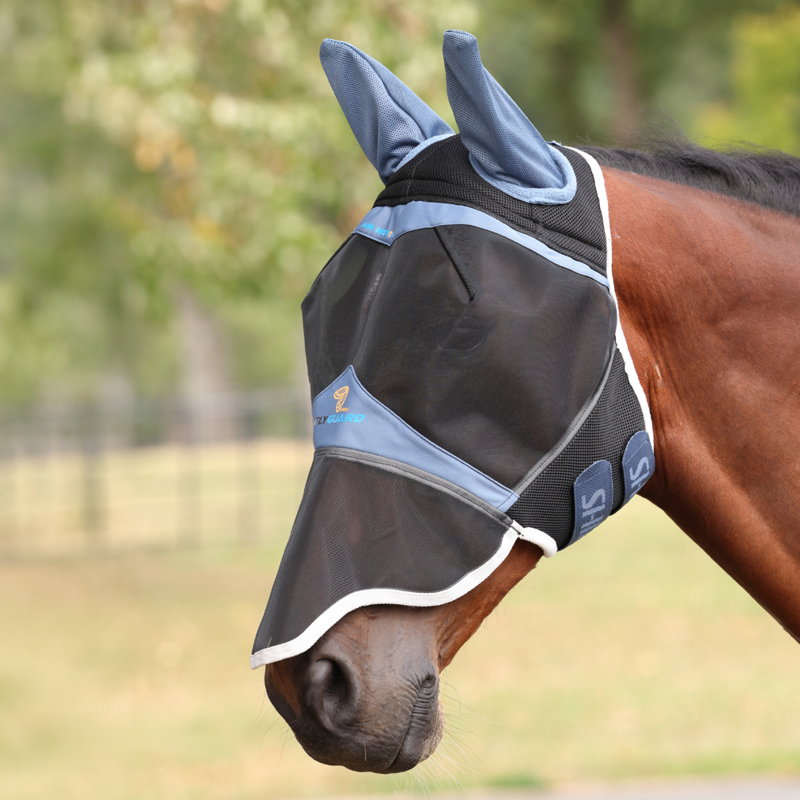 Shires FlyGuard Pro Air Motion Fly Mask With Ears and Nose Deep - Airforce Blue-1