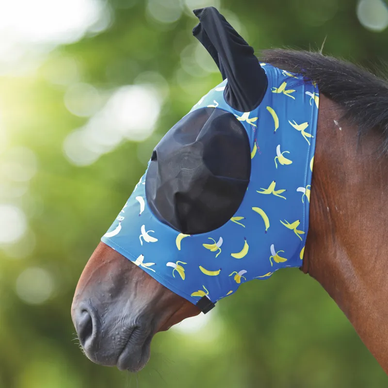Shires Fruit Print Stretch Fly Mask with Ears - Banana