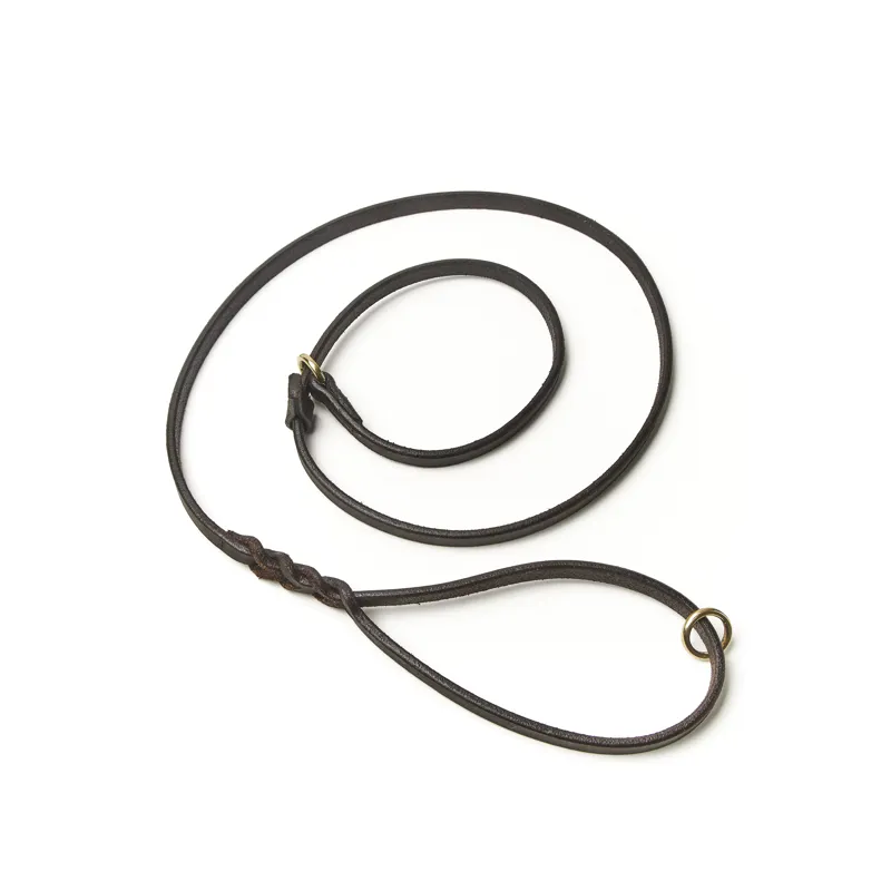 Shires Digby and Fox Braided Slip Lead - Brown-1
